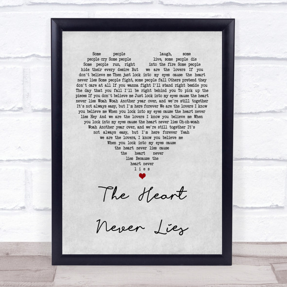 McFly The Heart Never Lies Grey Heart Song Lyric Quote Print