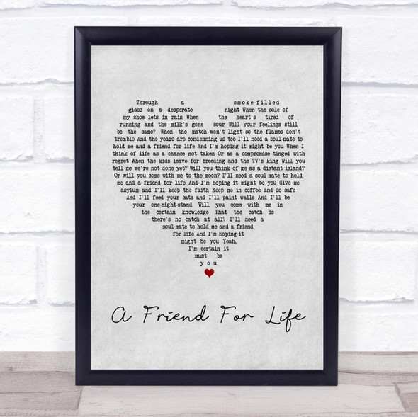 Steve Harley & Cockney Rebel A Friend For Life Grey Heart Song Lyric Quote Print