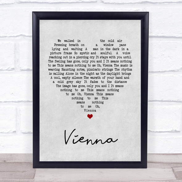 Ultravox Vienna Grey Heart Song Lyric Quote Print