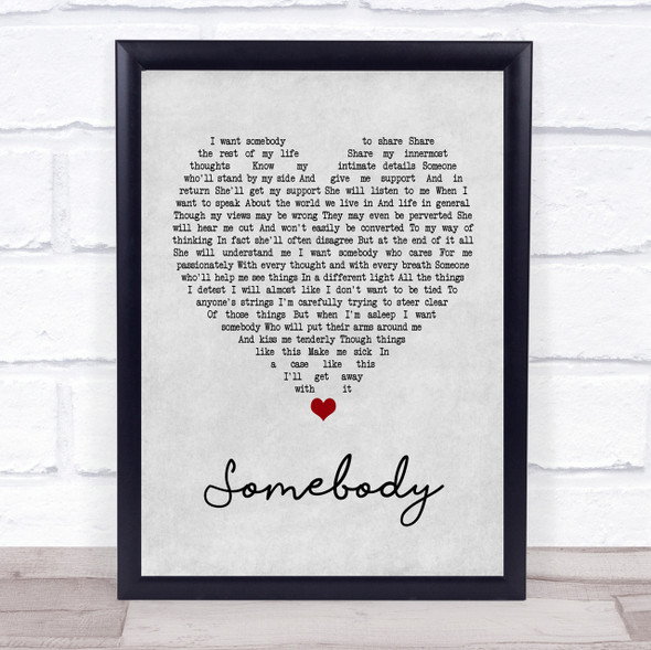 Depeche Mode Somebody Grey Heart Quote Song Lyric Print