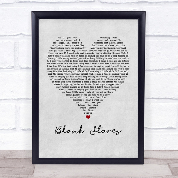 Jay Allen Blank Stares Grey Heart Quote Song Lyric Print