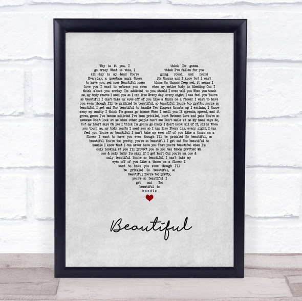 Monsta X Beautiful Grey Heart Quote Song Lyric Print
