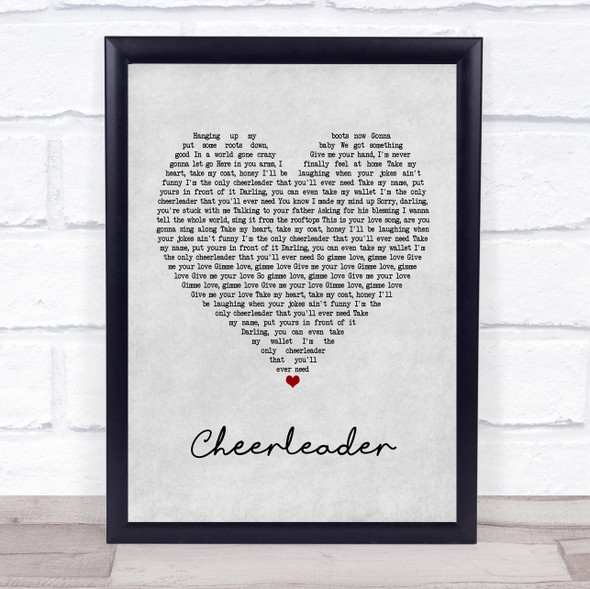 JP Cooper Cheerleader Grey Heart Song Lyric Print
