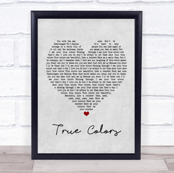 Phil Collins True Colors Grey Heart Song Lyric Print