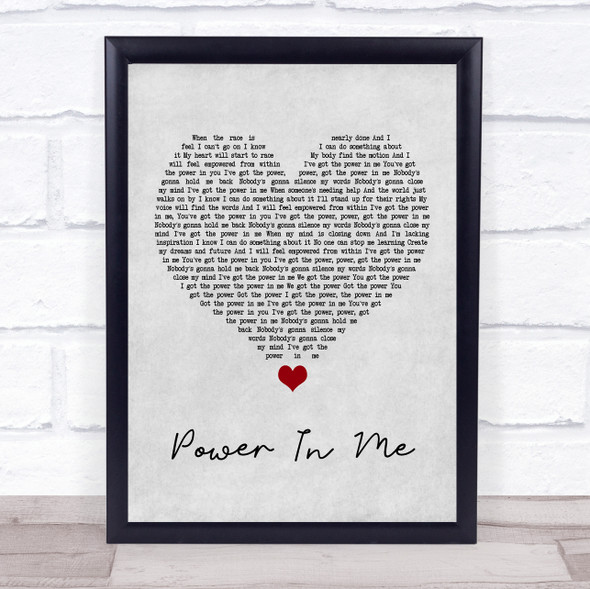 Rebecca Lawrence Power In Me Grey Heart Song Lyric Print