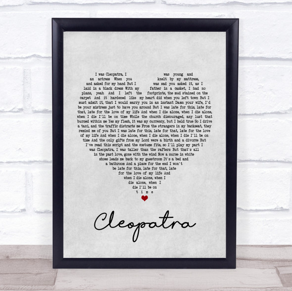 The Lumineers Cleopatra Grey Heart Song Lyric Print