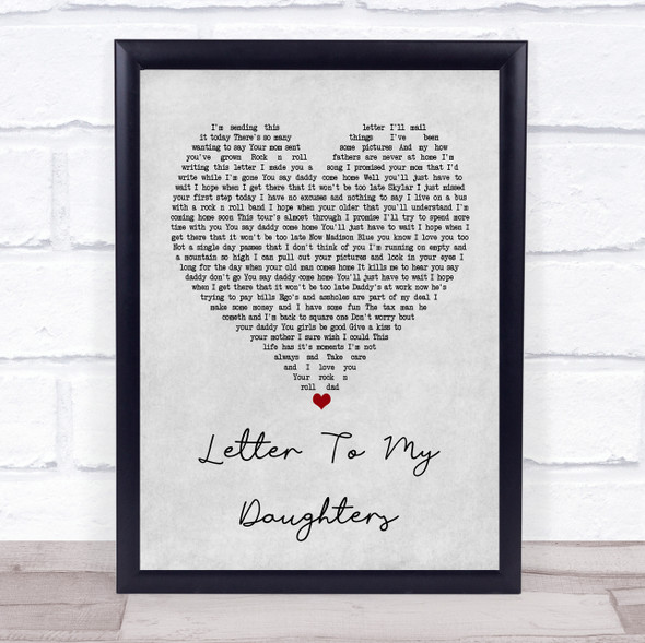Uncle Kracker Letter To My Daughters Grey Heart Song Lyric Print