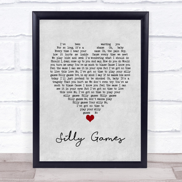 Janet Kay Silly Games Grey Heart Song Lyric Print