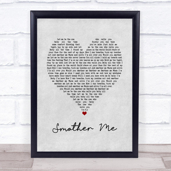 The Used Smother Me Grey Heart Song Lyric Print