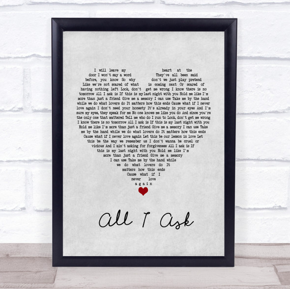 Adele All I Ask Grey Heart Song Lyric Print