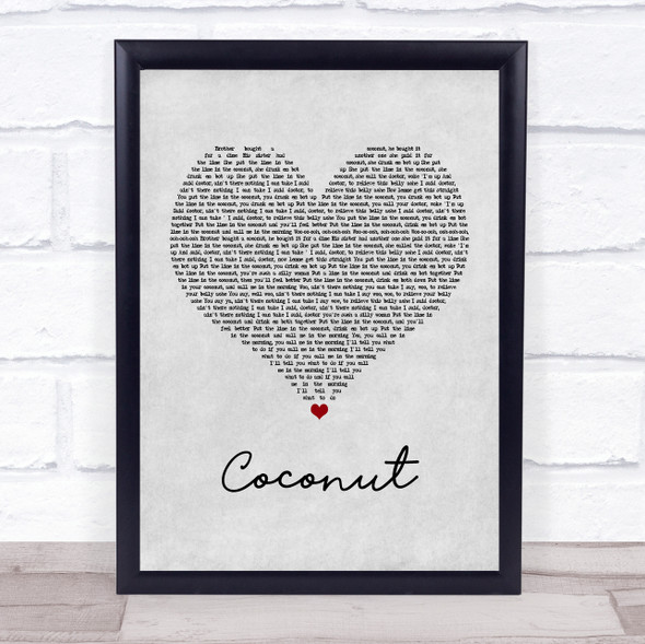 Harry Nilsson Coconut Grey Heart Song Lyric Print