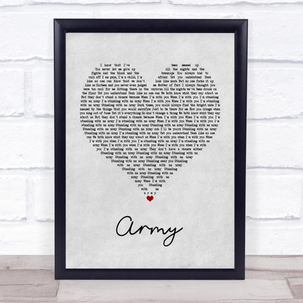 Ellie Goulding Army Grey Heart Song Lyric Print