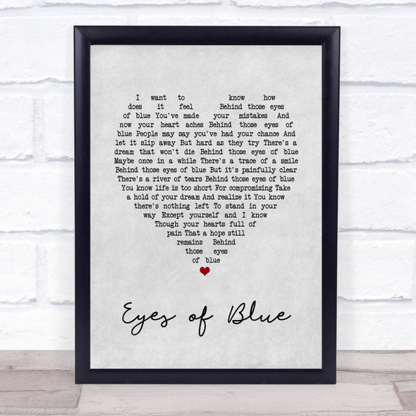 Paul Carrack Eyes of Blue Grey Heart Song Lyric Print