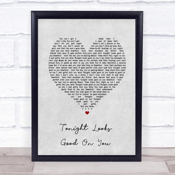 Jason Aldean Tonight Looks Good On You Grey Heart Song Lyric Print