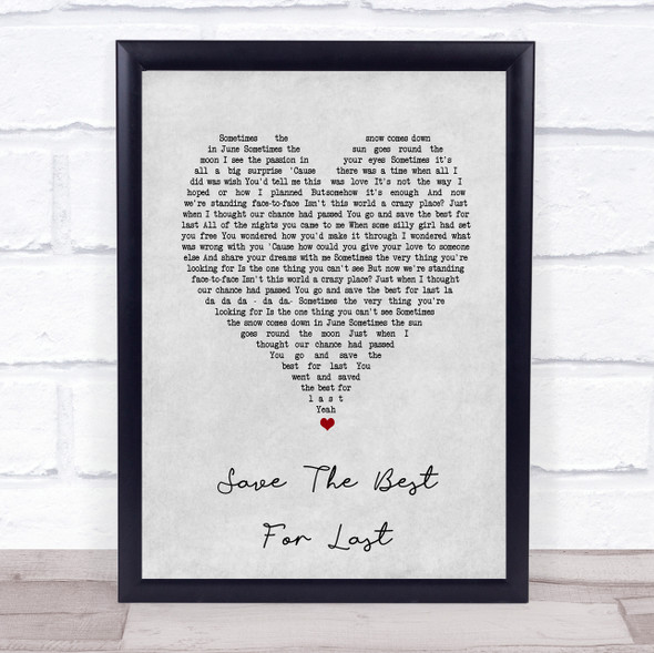 Vanessa Williams Save The Best For Last Grey Heart Song Lyric Print