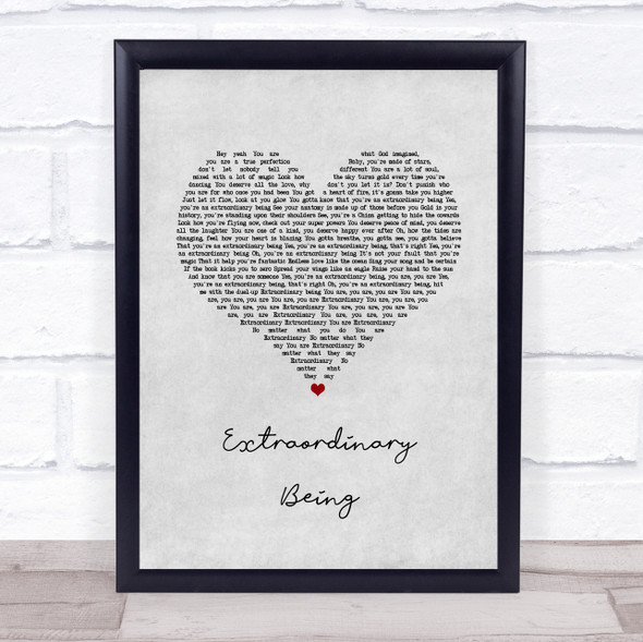 Emeli Sand?® Extraordinary Being Grey Heart Song Lyric Print