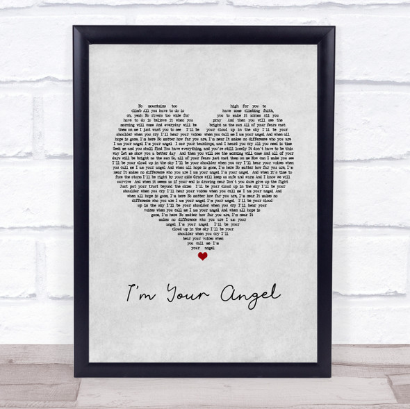 Celine Dion & R. Kelly I'm Your Angel Grey Heart Song Lyric Print