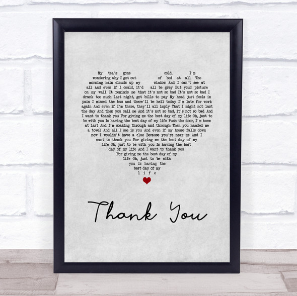 Dido Thank You Grey Heart Song Lyric Print