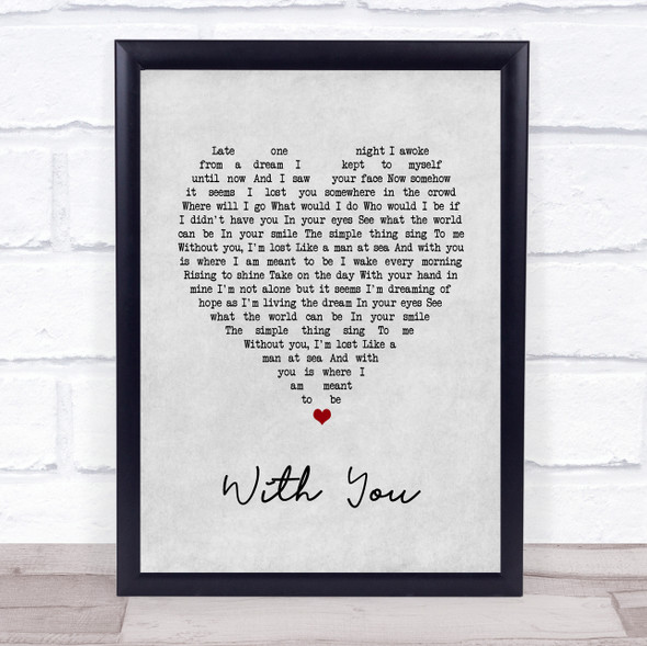 Ronan Keating With You Grey Heart Song Lyric Print