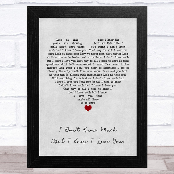 Terah Kuykendall &?áAllen White I Don't Know Much (But I Know I Love You) Grey Heart Song Lyric Music Art Print