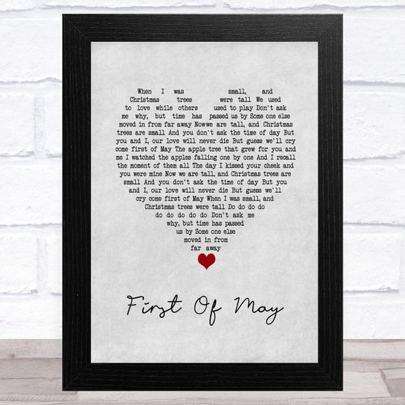 Bee Gees First Of May Grey Heart Song Lyric Music Art Print