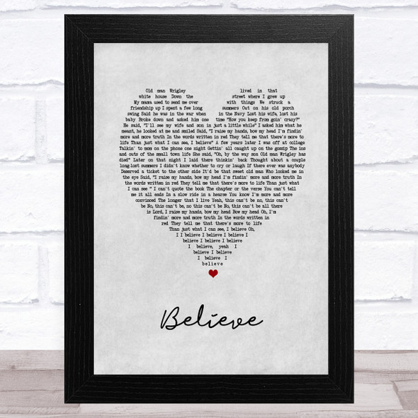 Brooks & Dunn Believe Grey Heart Song Lyric Music Art Print