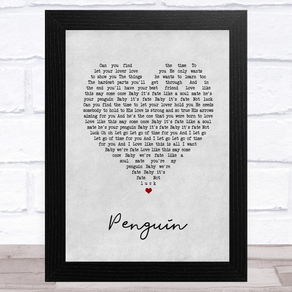 Christina Perri Penguin Grey Heart Song Lyric Music Art Print