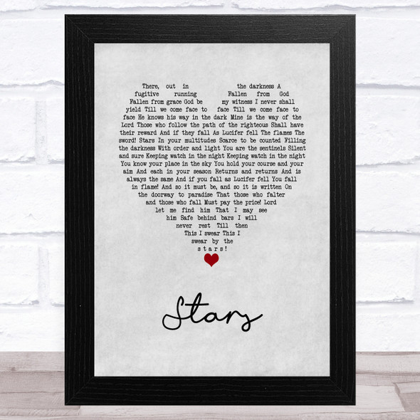 Russell Crowe Stars Grey Heart Song Lyric Music Art Print