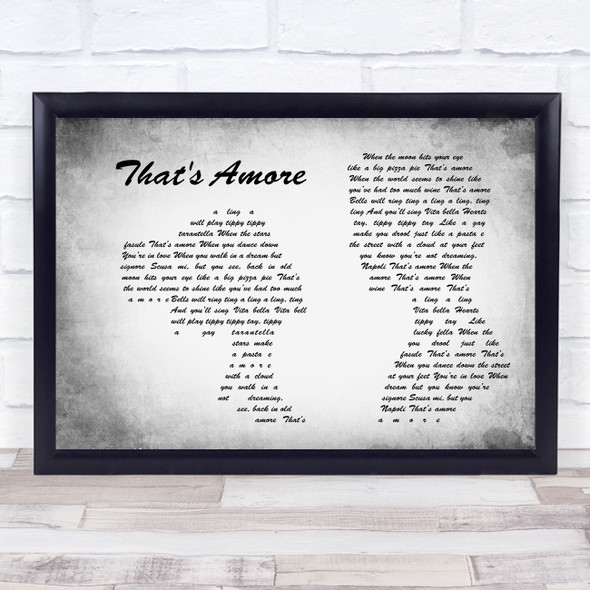 Dean Martin That's Amore Man Lady Couple Grey Song Lyric Quote Music Print