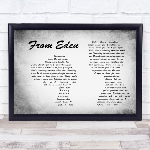 Hozier From Eden Man Lady Couple Grey Song Lyric Quote Music Print