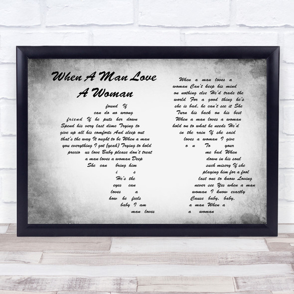 Michael Bolton When A Man Loves A Woman Man Lady Couple Grey Song Lyric Wall Art Print
