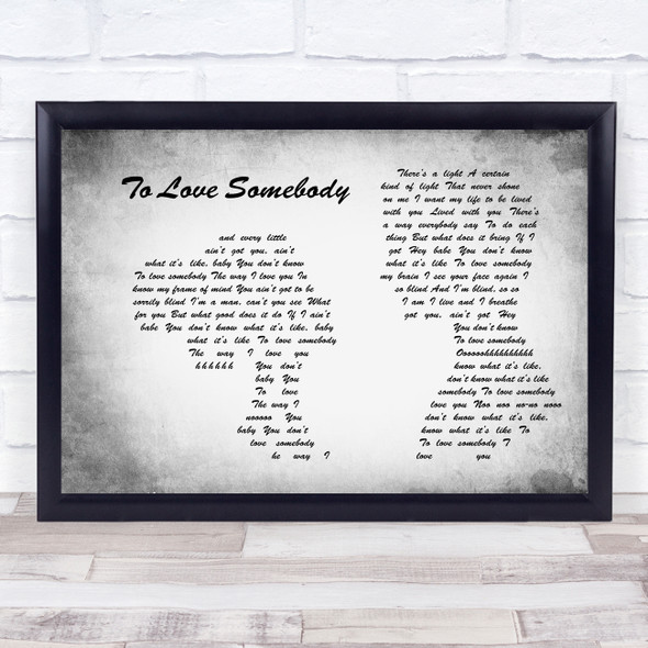 Bee Gees To Love Somebody Man Lady Couple Grey Song Lyric Wall Art Print