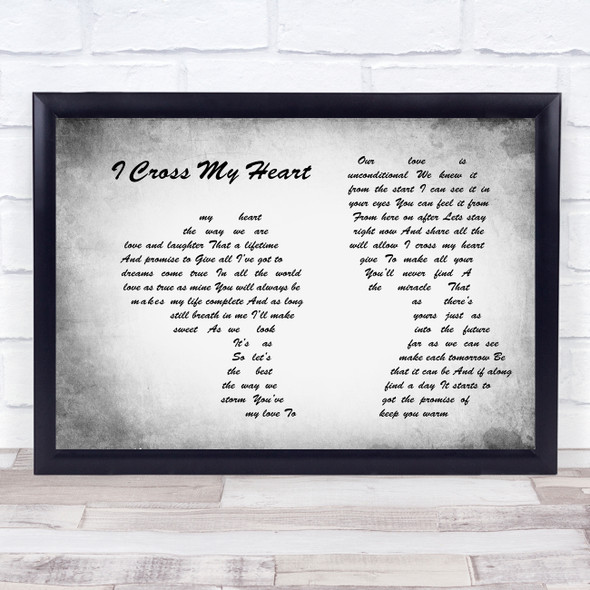 George Strait I Cross My Heart Man Lady Couple Grey Song Lyric Wall Art Print