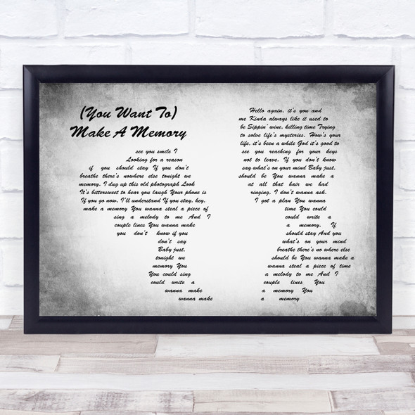 Bon Jovi (You Want To) Make A Memory Man Lady Couple Grey Song Lyric Quote Print