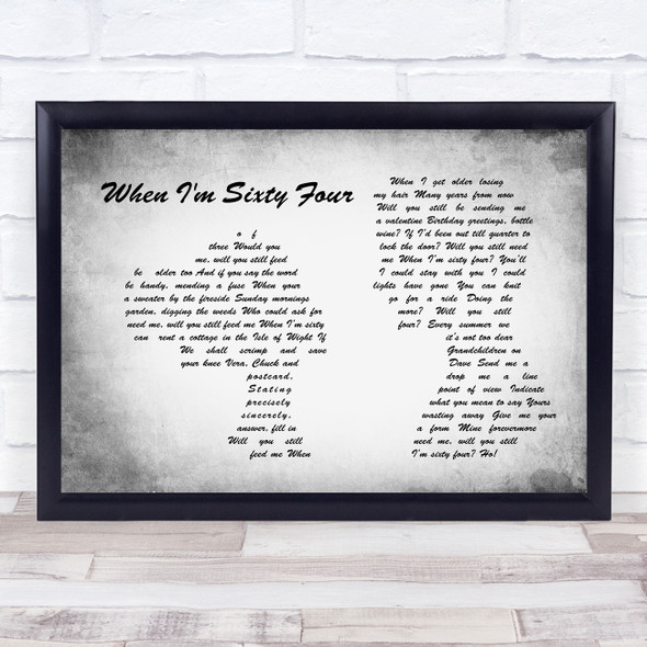 The Beatles When I'm Sixty Four Man Lady Couple Grey Song Lyric Quote Print