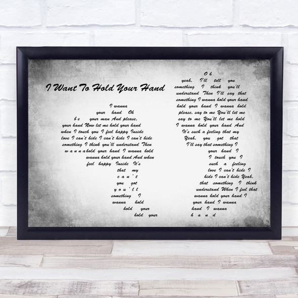 The Beatles I Want To Hold Your Hand Grey Man Lady Couple Song Lyric Print