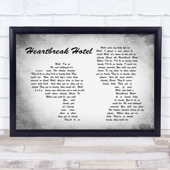 Elvis Presley Heartbreak Hotel Man Lady Couple Grey Song Lyric Quote Print