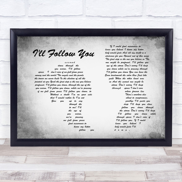 Shinedown I'll Follow You Man Lady Couple Grey Song Lyric Quote Print