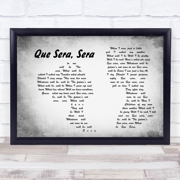 Doris Day Que Sera, Sera Man Lady Couple Grey Song Lyric Quote Print