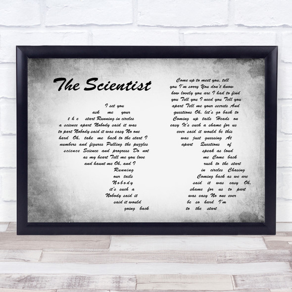 Coldplay The Scientist Man Lady Couple Grey Song Lyric Quote Print