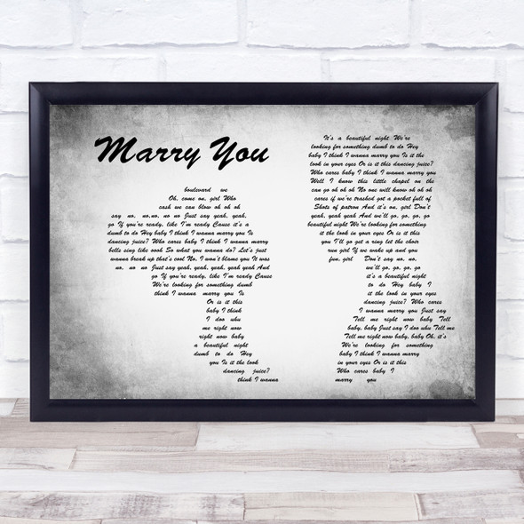 Bruno Mars Marry You Man Lady Couple Grey Song Lyric Print