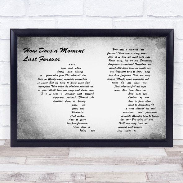 Celine Dion How Does a Moment Last Forever Man Lady Couple Grey Song Lyric Music Art Print