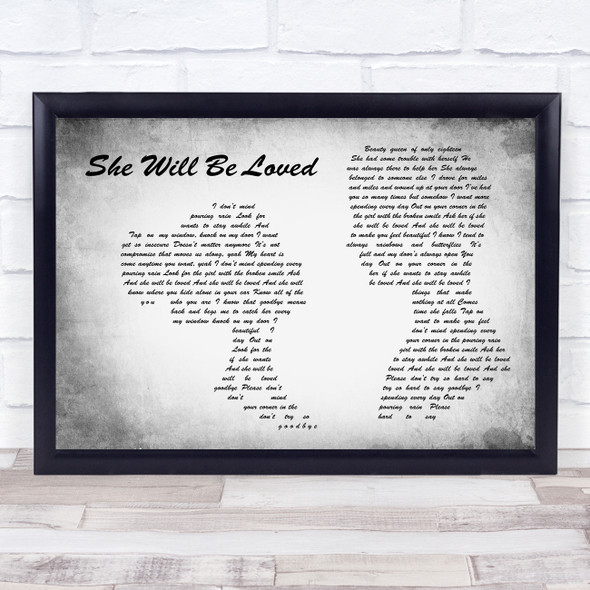 Maroon 5 She Will Be Loved Man Lady Couple Grey Song Lyric Music Art Print