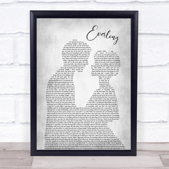 Foo Fighters Everlong Grey Song Lyric Man Lady Bride Groom Wedding Print