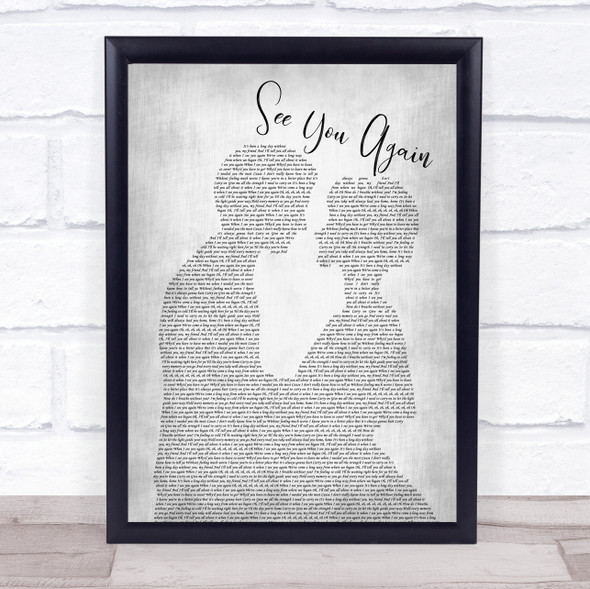 Charlie Puth See You Again Man Lady Bride Groom Wedding Grey Print