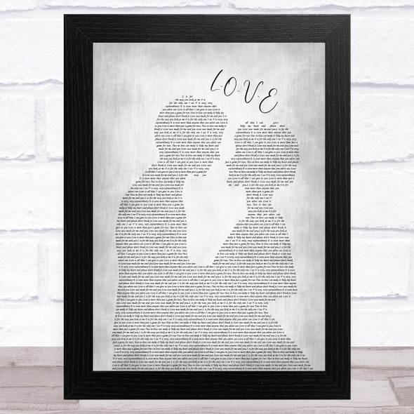 Nat King Cole L-O-V-E Man Lady Bride Groom Wedding Grey Song Lyric Music Art Print