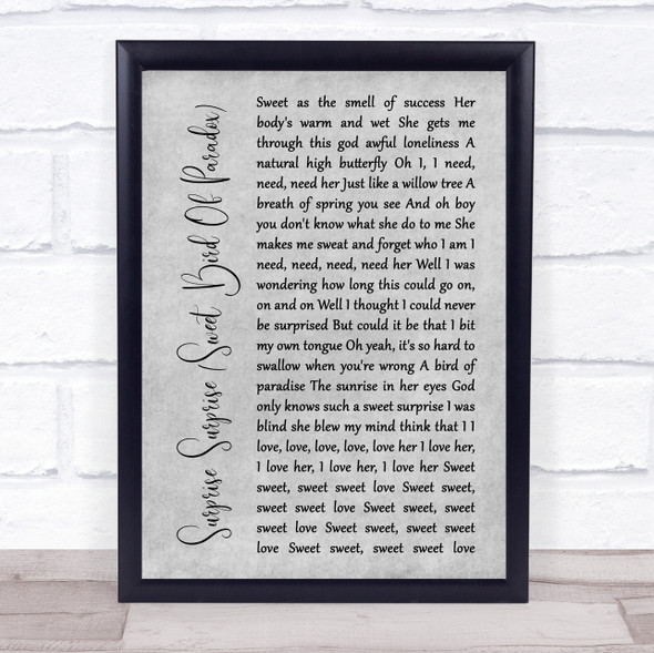 John Lennon Surprise Surprise Sweet Bird Of Paradox Rustic Script Grey Print