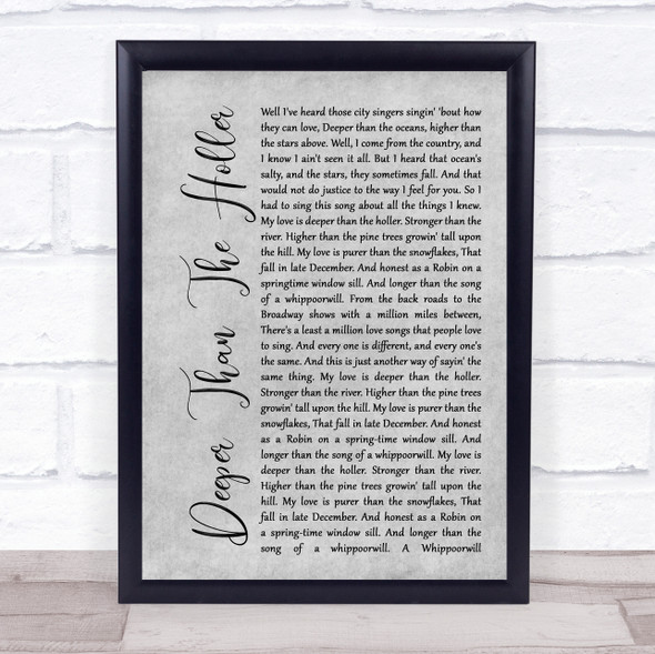 Randy Travis Deeper Than The Holler Rustic Script Grey Song Lyric Quote Print