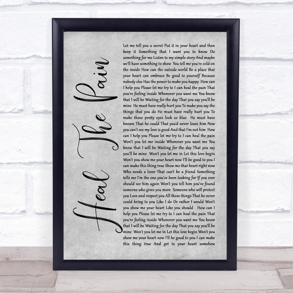 George Michael Heal The Pain Rustic Script Grey Song Lyric Quote Print