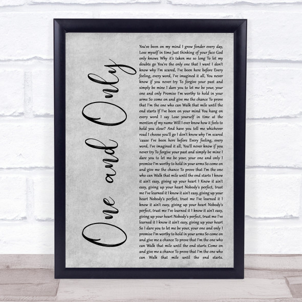 Adele One And Only Rustic Script Grey Song Lyric Quote Print